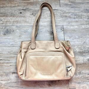 Stone & Co Tan Leather Purse Front Zip Organizer Multi-Compartment Tote Pebbled